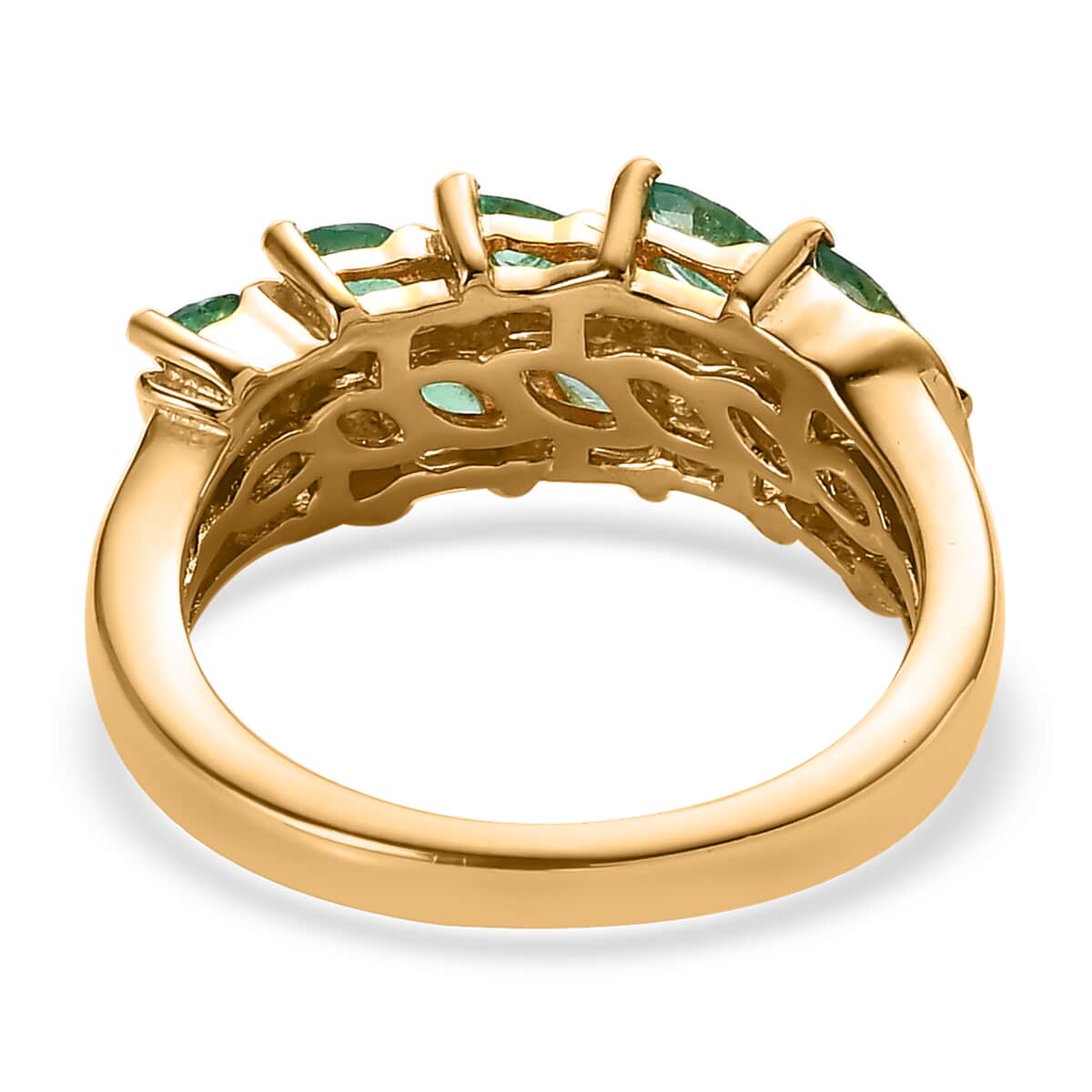 AAA Kagem Zambian Emerald Sea Waves Ring in Vermeil Yellow Gold Over Sterling Silver (Size 6.0) 1.25 ctw image number 4