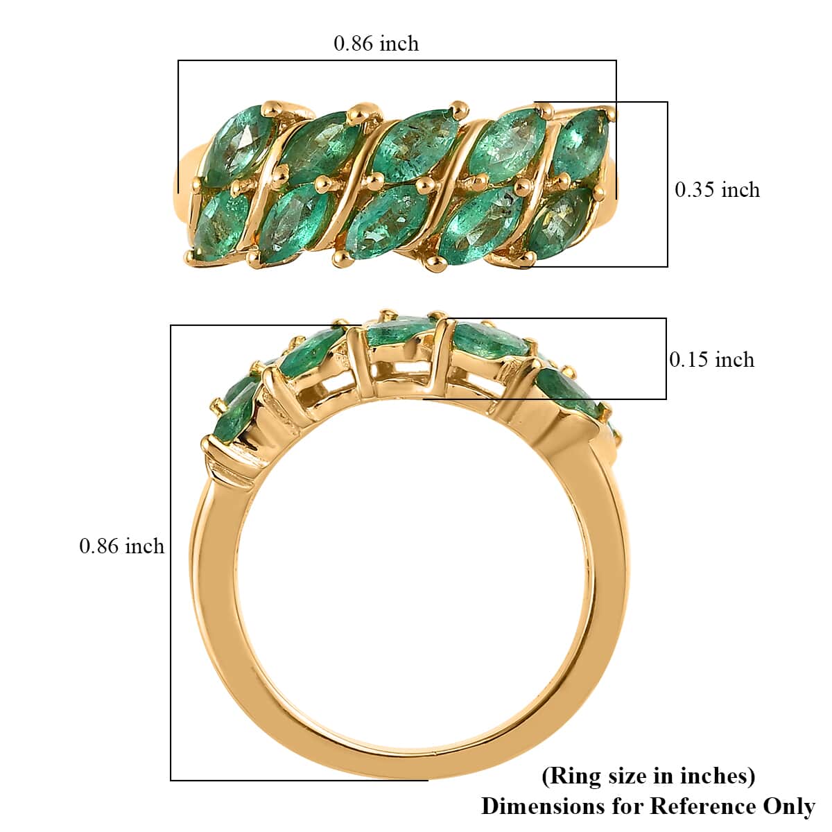 AAA Kagem Zambian Emerald Sea Waves Ring in Vermeil Yellow Gold Over Sterling Silver (Size 7.0) 1.25 ctw image number 5