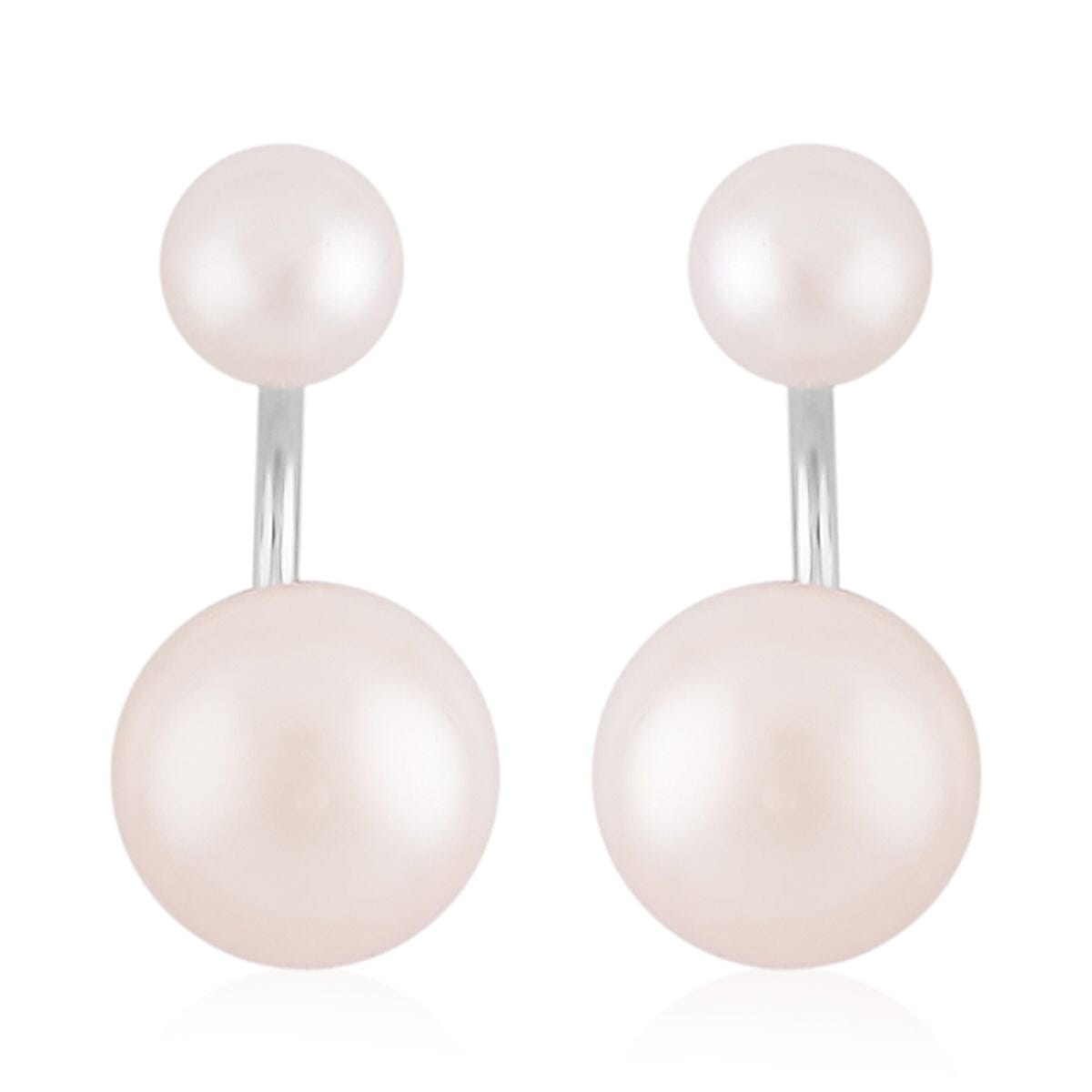 White Freshwater Pearl Earrings in Stainless Steel , Tarnish-Free, Waterproof, Sweat Proof Jewelry image number 0