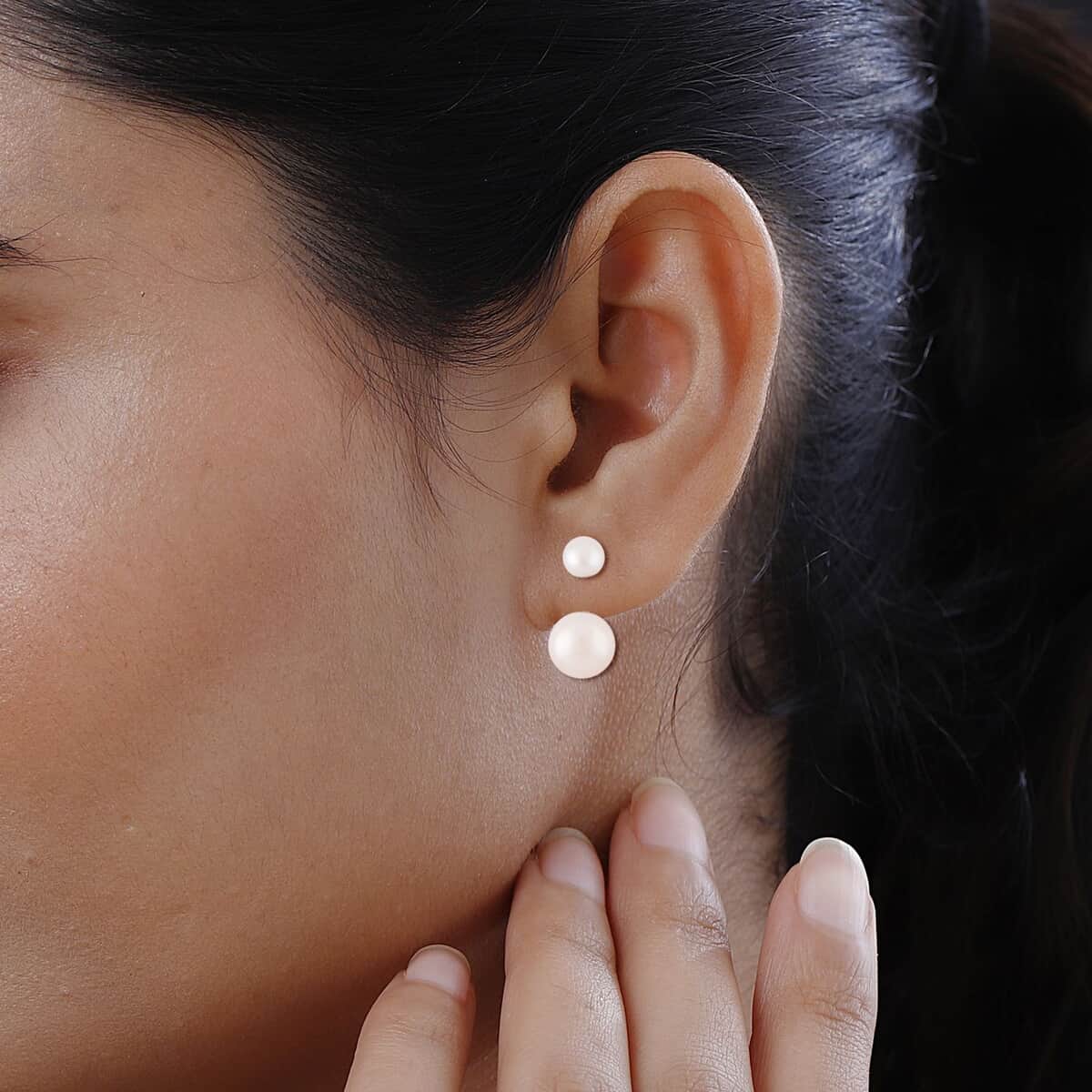 White Freshwater Pearl Earrings in Stainless Steel , Tarnish-Free, Waterproof, Sweat Proof Jewelry image number 2