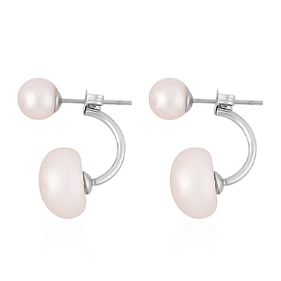 White Freshwater Pearl Earrings in Stainless Steel , Tarnish-Free, Waterproof, Sweat Proof Jewelry