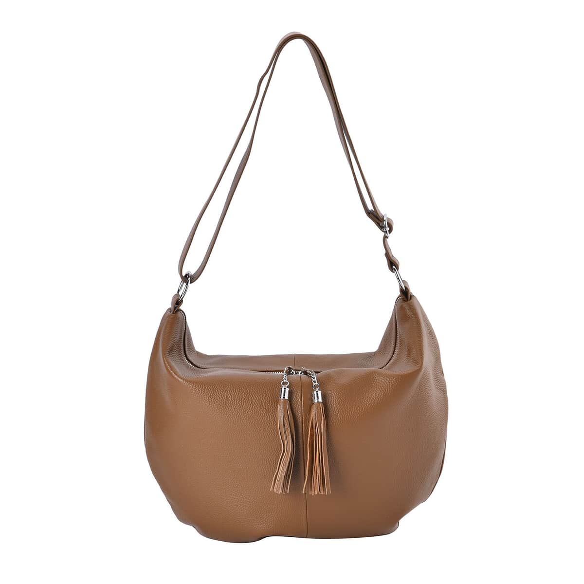 Brown Color Genuine Leather Crossbody Bag with Shoulder Strap image number 0