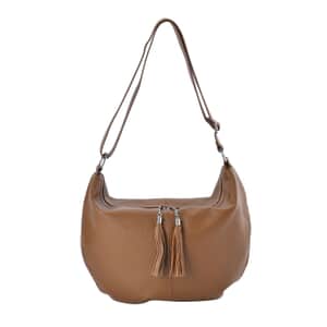 Brown Color Genuine Leather Crossbody Bag with Shoulder Strap