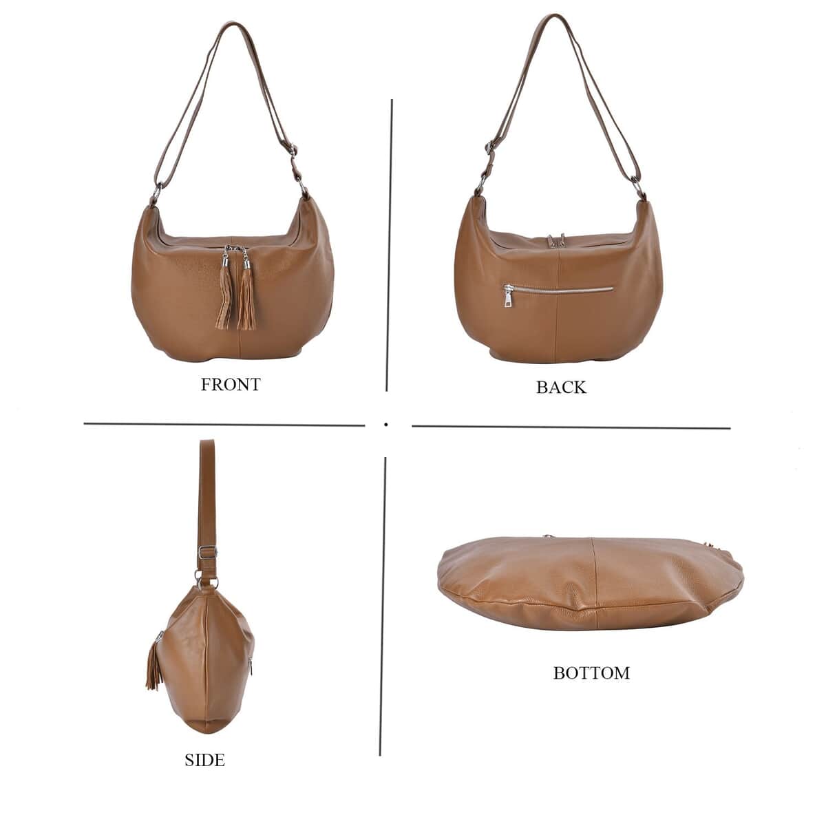 Brown Color Genuine Leather Crossbody Bag with Shoulder Strap image number 3