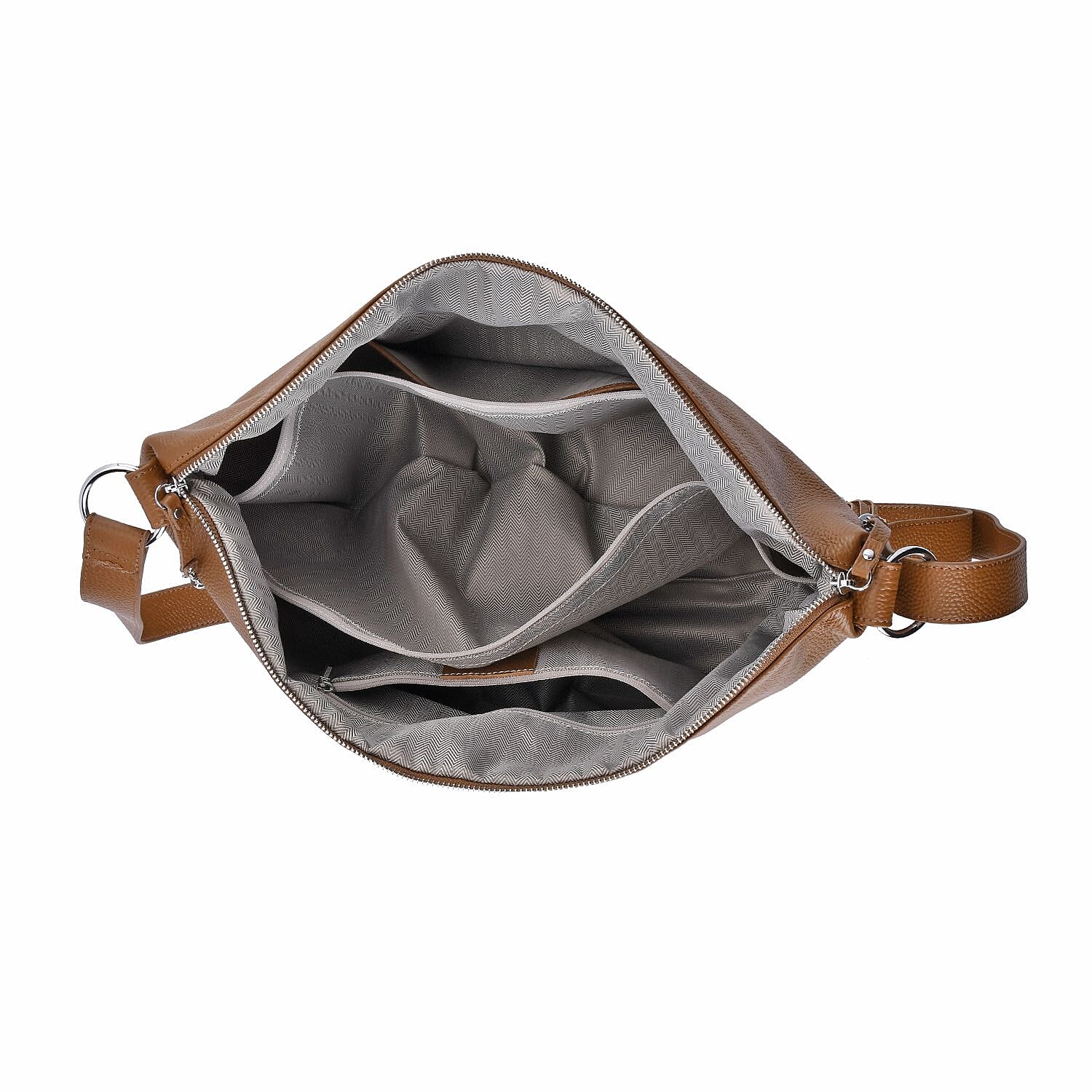Brown Color Genuine Leather Crossbody Bag with Shoulder Strap