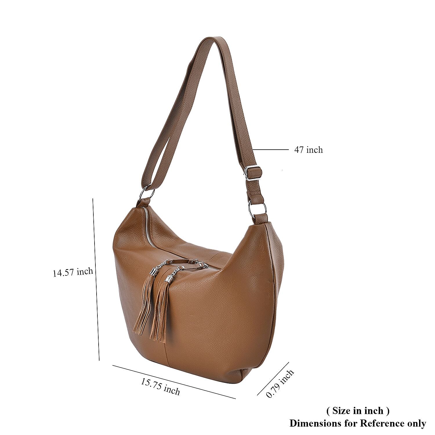 Brown Color Genuine Leather Crossbody Bag with Shoulder Strap