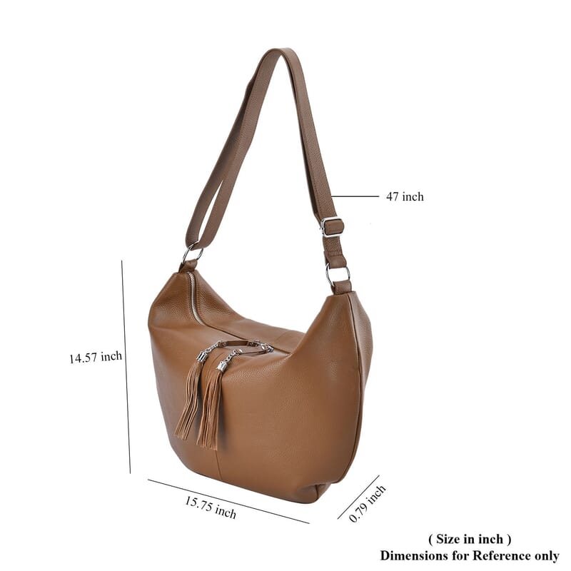 Brown Color Genuine Leather Crossbody Bag with Shoulder Strap