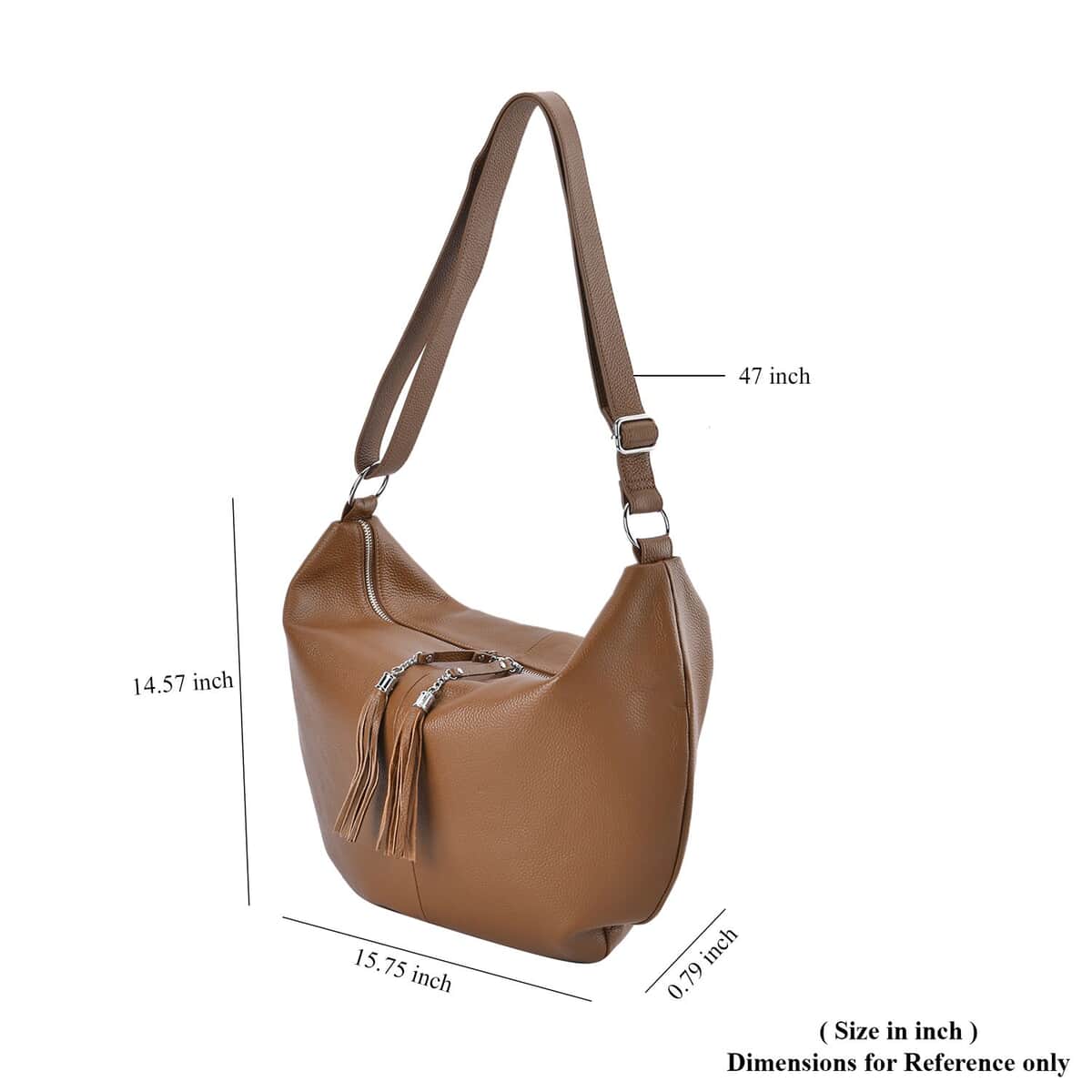 Brown Color Genuine Leather Crossbody Bag with Shoulder Strap image number 6