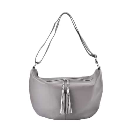 Grey Color Faux Leather Crossbody Bag with Shoulder Strap , Shop LC