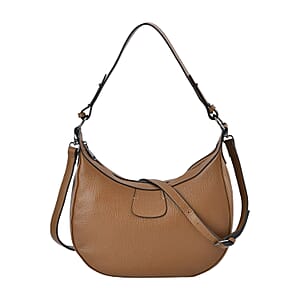 Brown Genuine Leather Crossbody Bag with Shoulder Strap