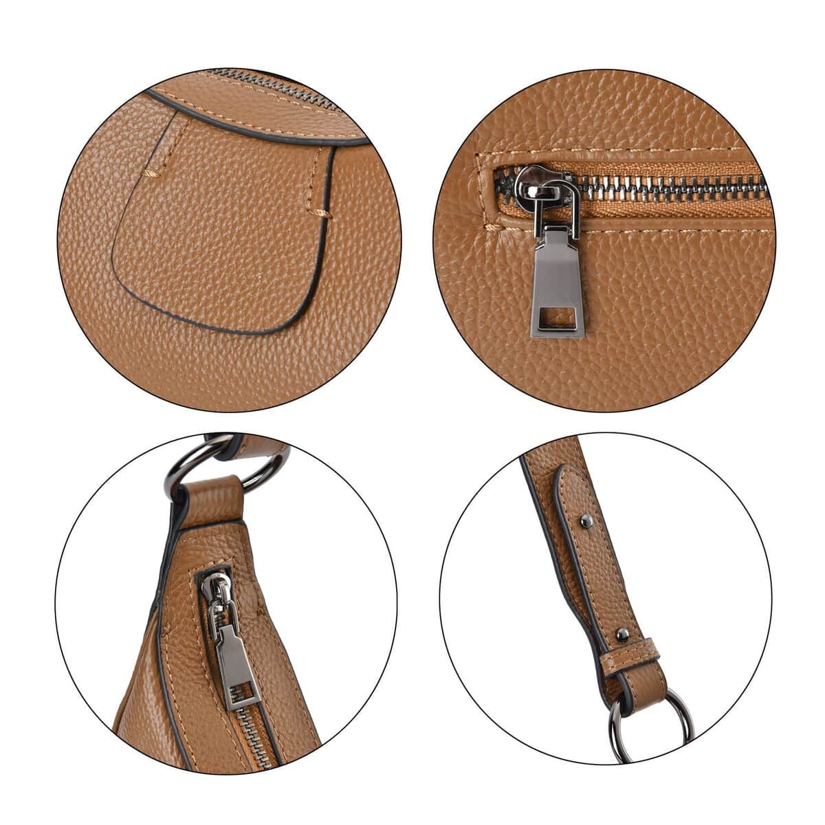 Brown Genuine Leather Crossbody Bag (13"x4"x9.8") with Shoulder Strap (47") image number 5