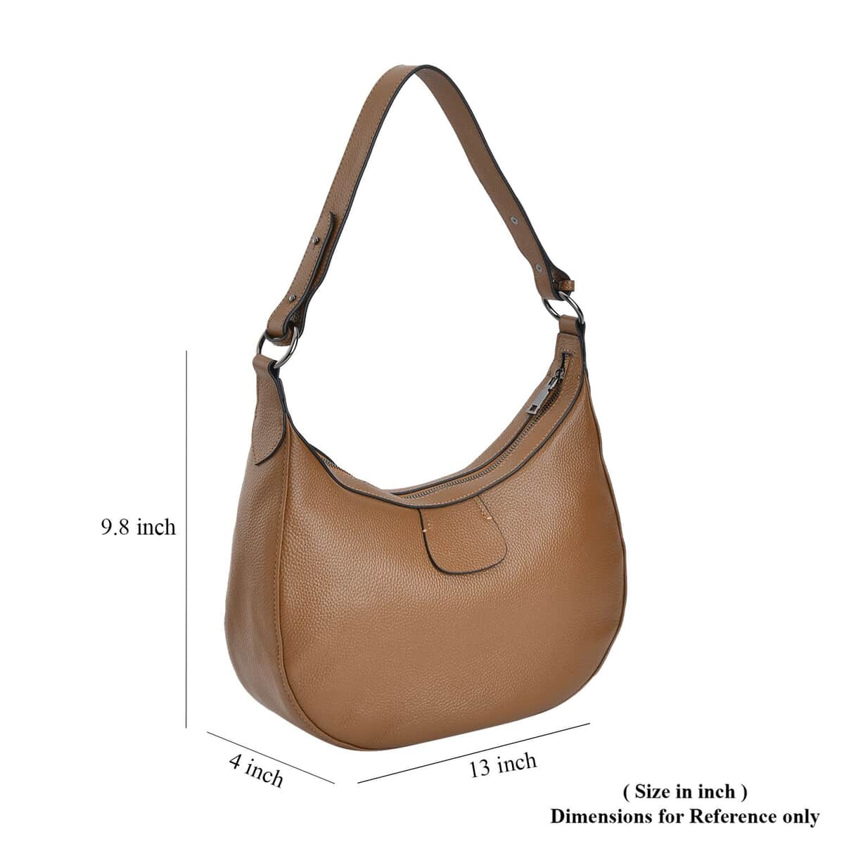 Brown Genuine Leather Crossbody Bag (13"x4"x9.8") with Shoulder Strap (47") image number 6