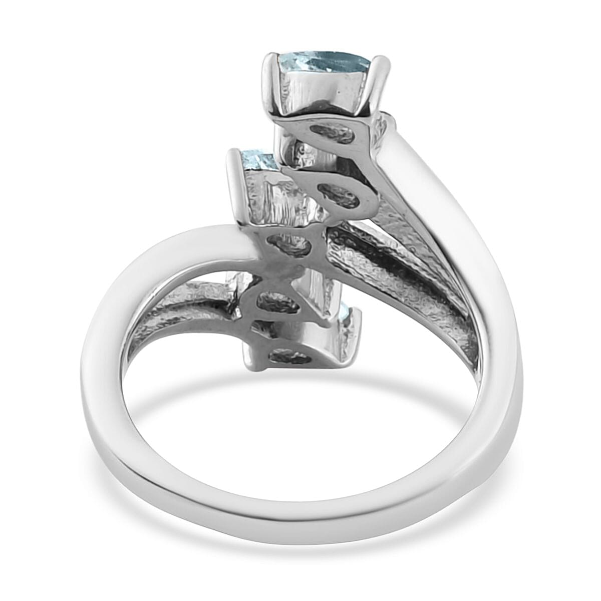 Sky Blue Topaz 5 Stone Ring in Stainless Steel (Size 10.0) 1.25 ctw | Tarnish-Free, Waterproof, Sweat Proof Jewelry image number 4