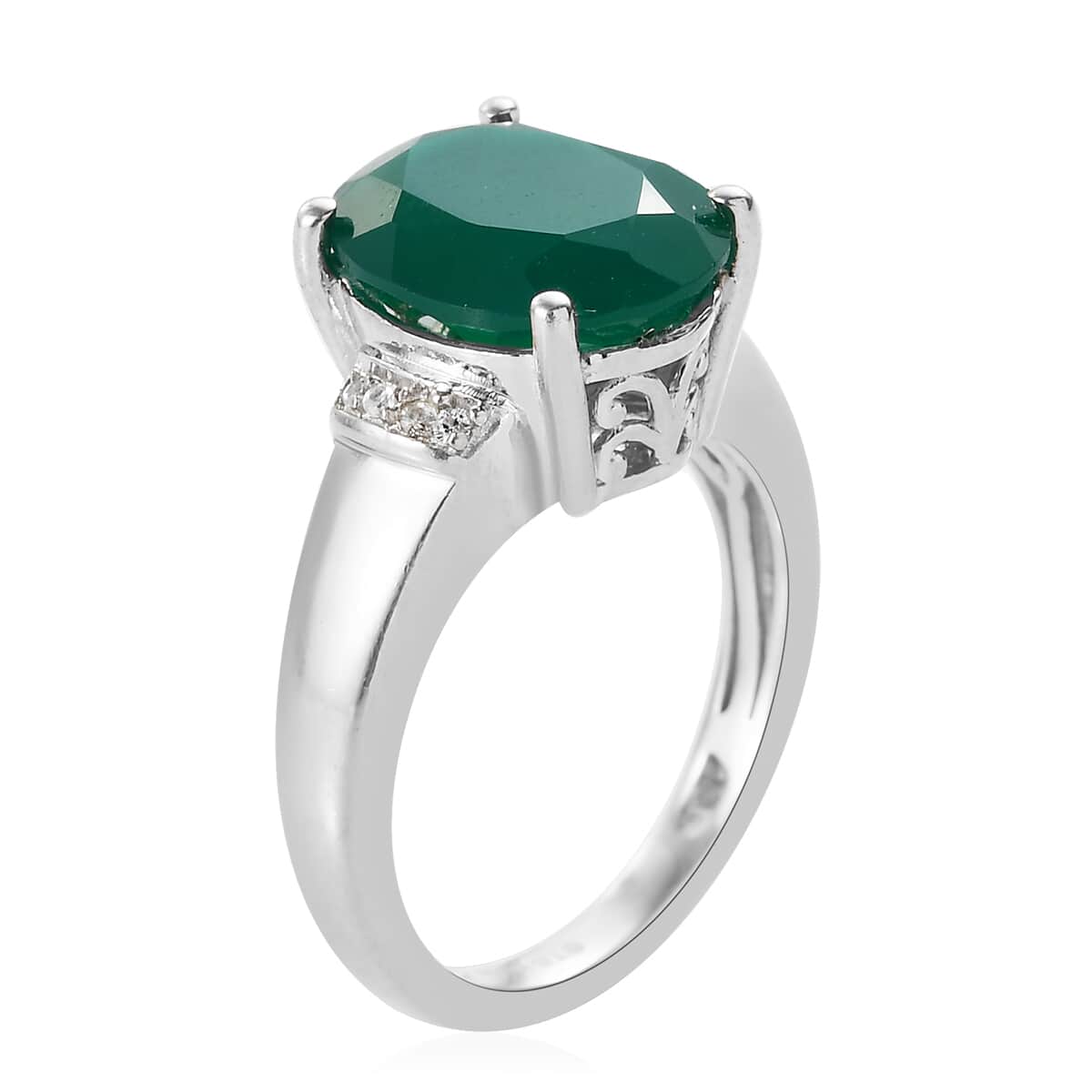 Karis Verde Onyx and White Zircon Ring in Platinum Bond 4.10 ctw image number 3