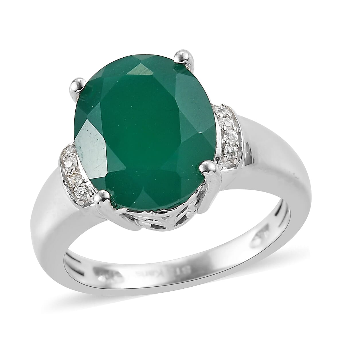 Karis Verde Onyx and White Zircon Ring in Platinum Bond (Size 6.0) 4.10 ctw image number 0