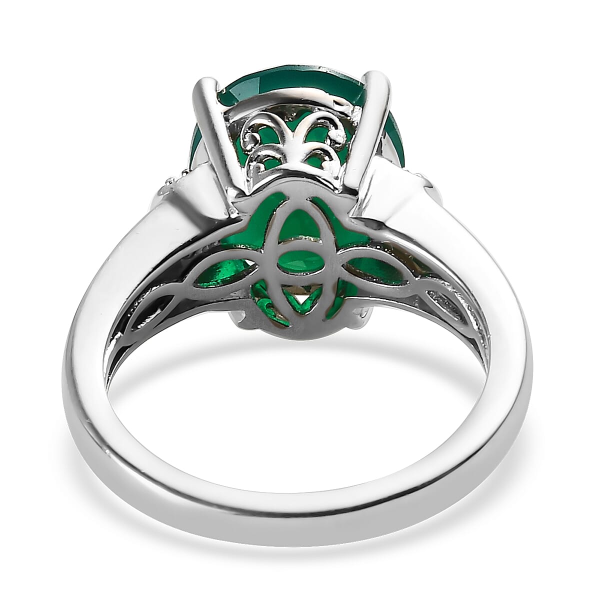 Karis Verde Onyx and White Zircon Ring in Platinum Bond (Size 6.0) 4.10 ctw image number 4