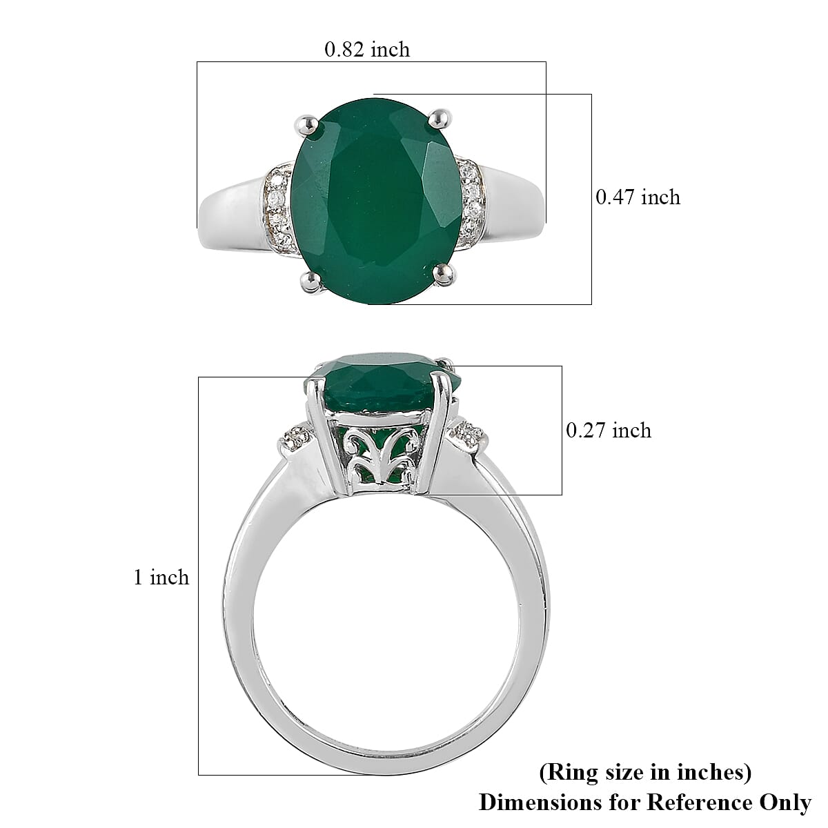 Karis Verde Onyx and White Zircon Ring in Platinum Bond (Size 6.0) 4.10 ctw image number 5