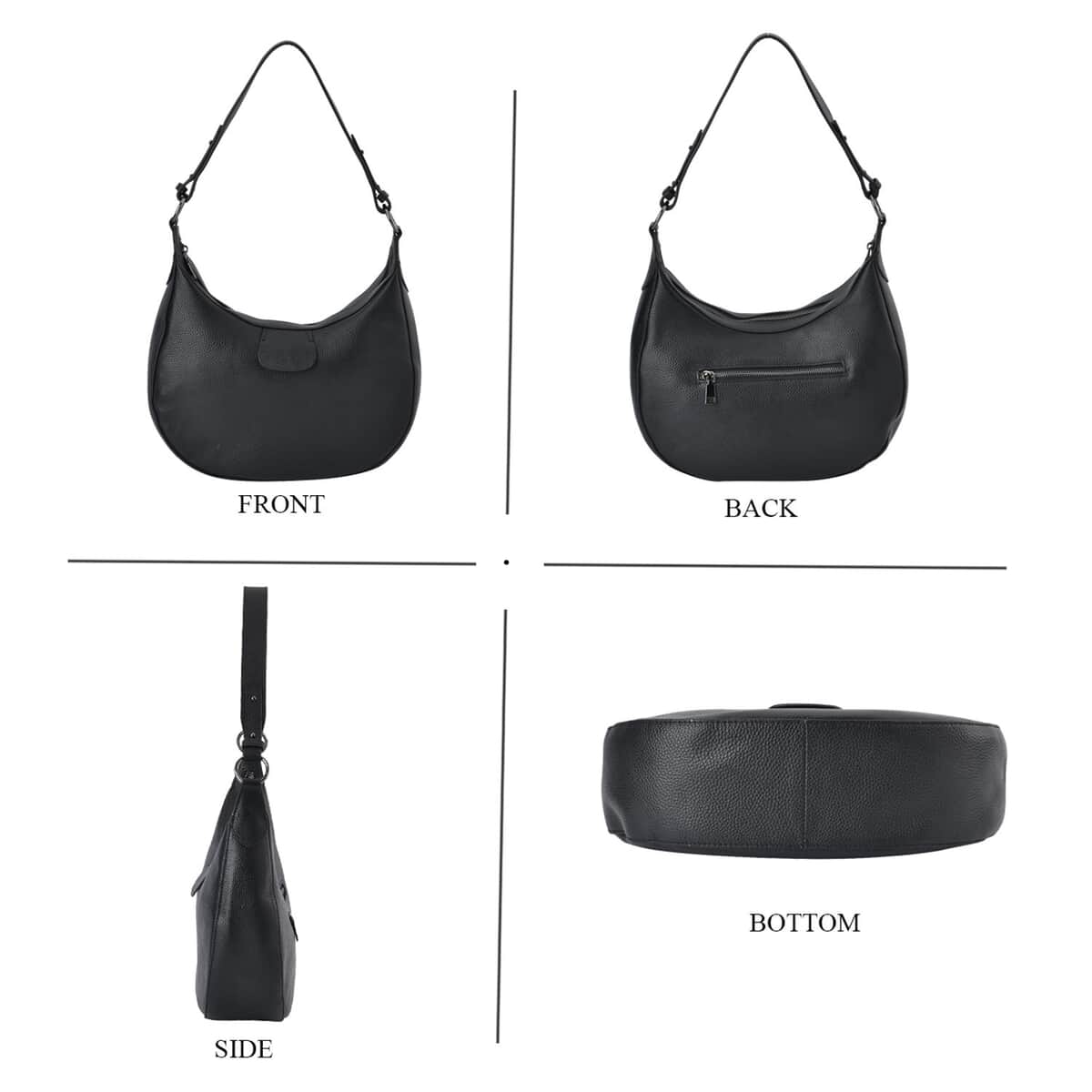 Black Genuine Leather Crossbody Bag with Shoulder Strap image number 3