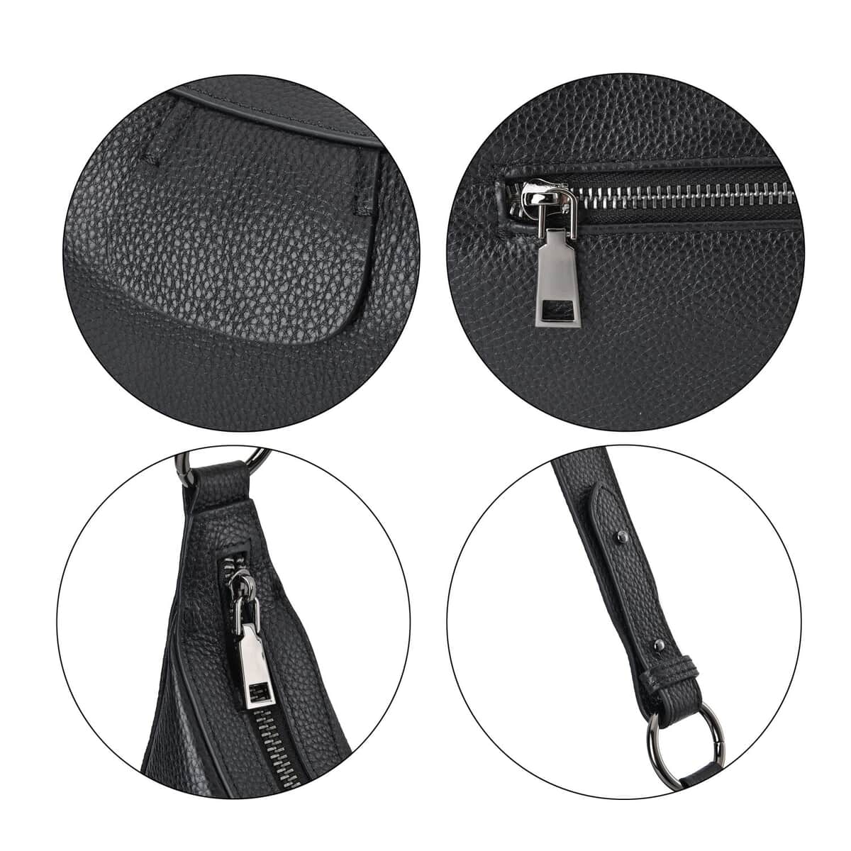 Black Genuine Leather Crossbody Bag with Shoulder Strap image number 5