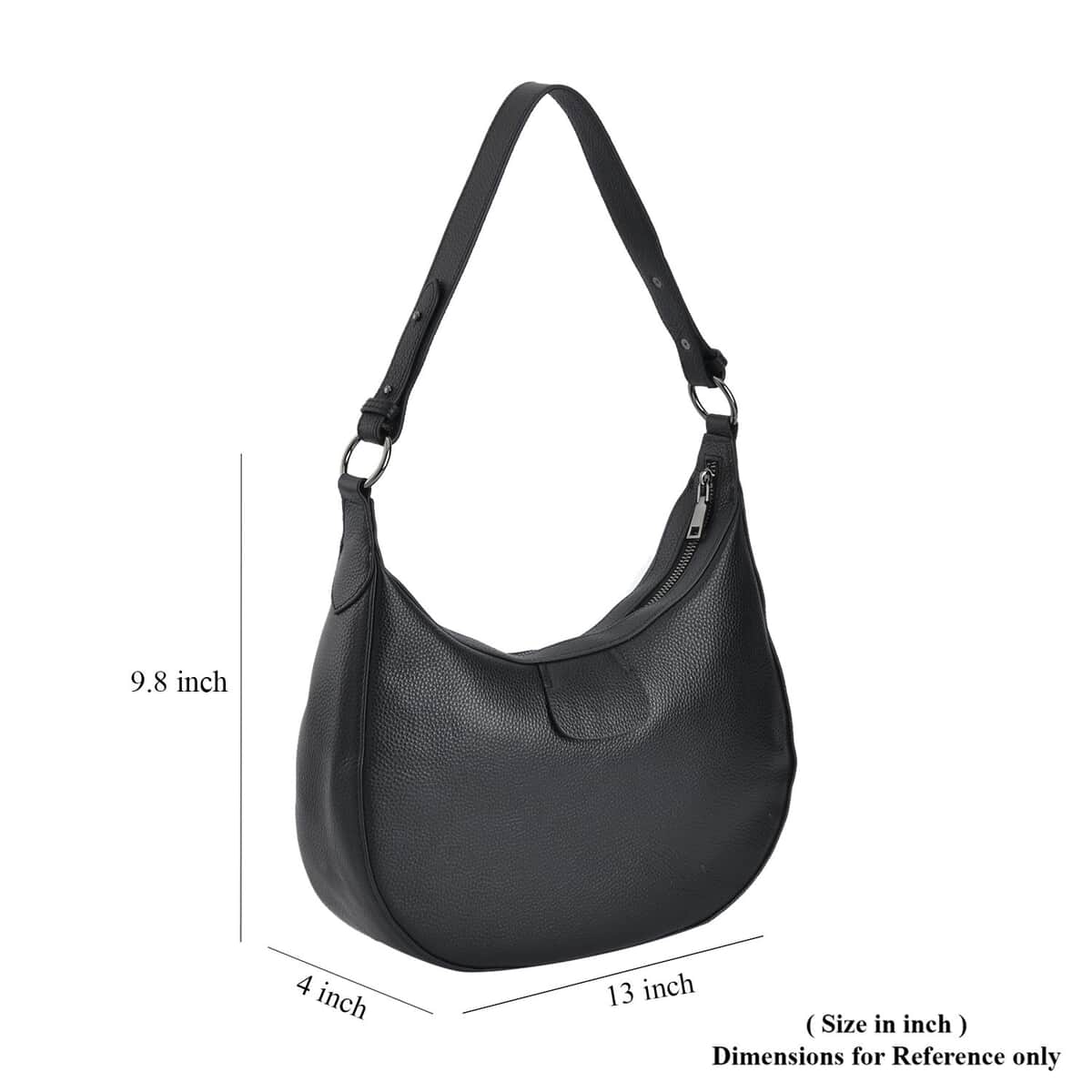 Black Genuine Leather Crossbody Bag with Shoulder Strap image number 6
