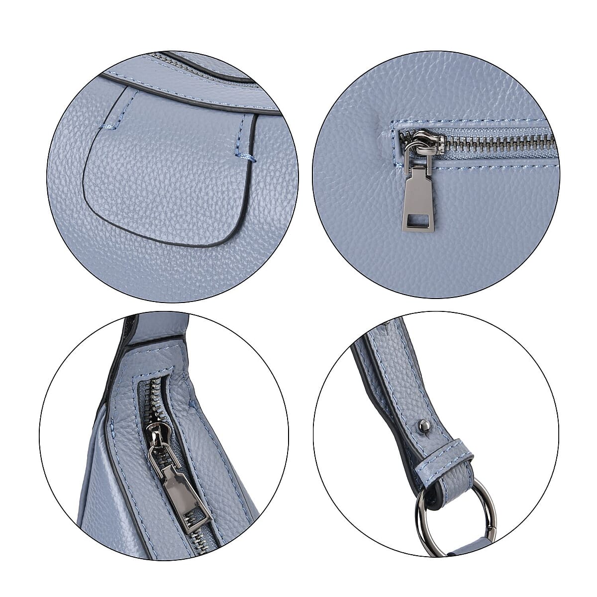 Blue Genuine Leather Crossbody Bag with Shoulder Strap image number 5