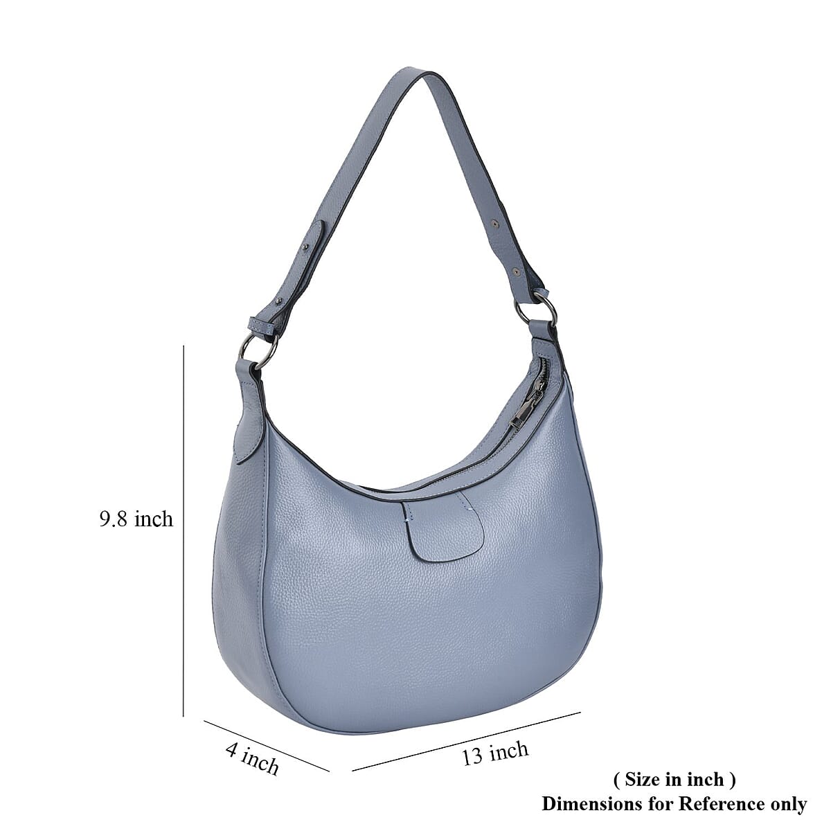 Blue Genuine Leather Crossbody Bag with Shoulder Strap image number 6