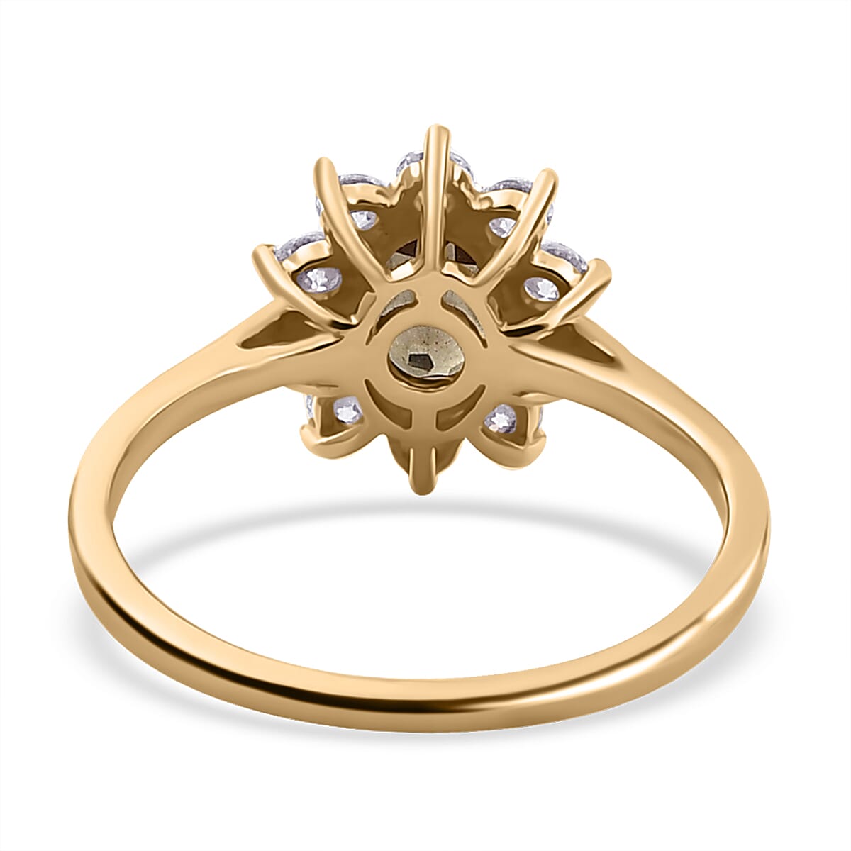 Luxoro 10K Yellow Gold Premium Bekily Color Change Garnet and Moissanite Sunburst Ring 1.60 ctw image number 4