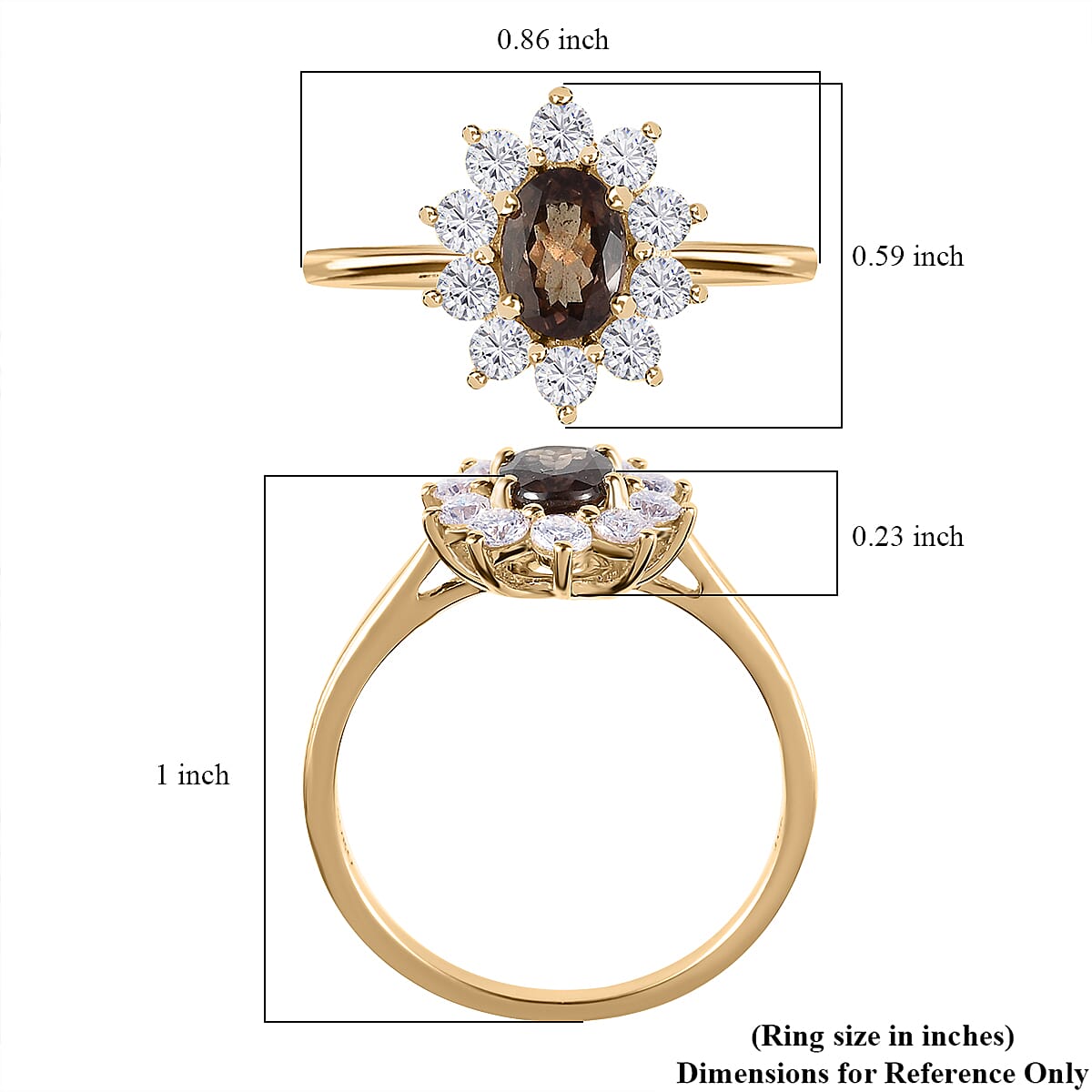 Luxoro 10K Yellow Gold Premium Bekily Color Change Garnet and Moissanite Sunburst Ring 1.60 ctw image number 5