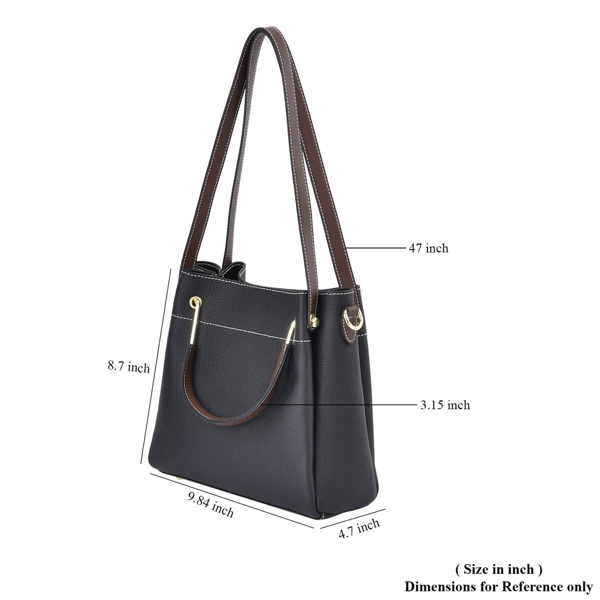Black Color Genuine Leather Crossbody Bag with Handle Drop and Shoulder Strap image number 6
