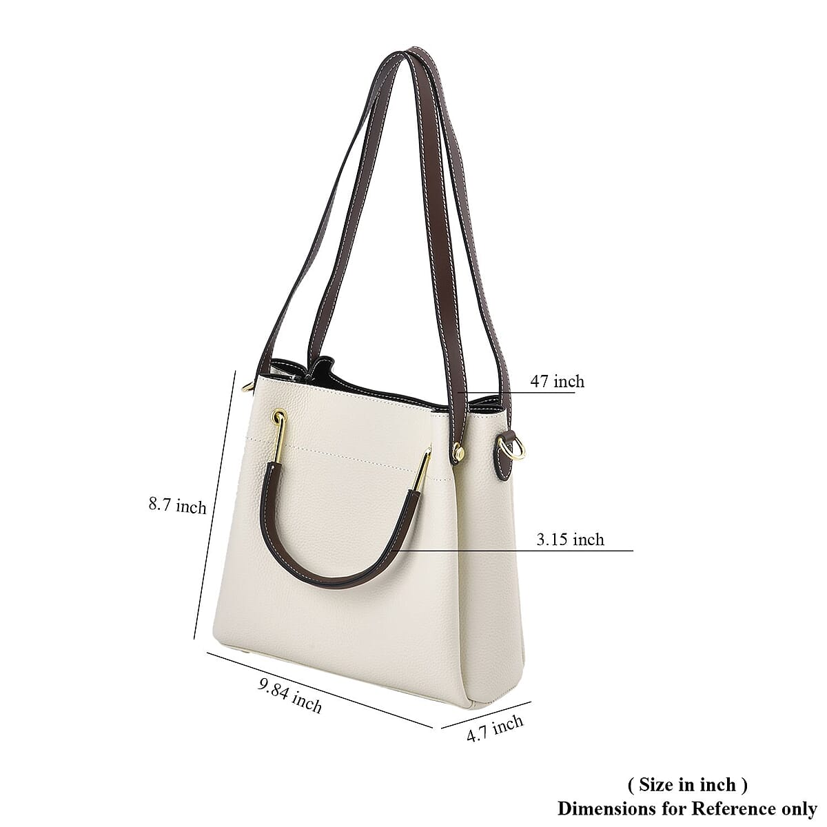 Off White Color Genuine Leather Crossbody Bag with Handle Drop and Shoulder Strap image number 6