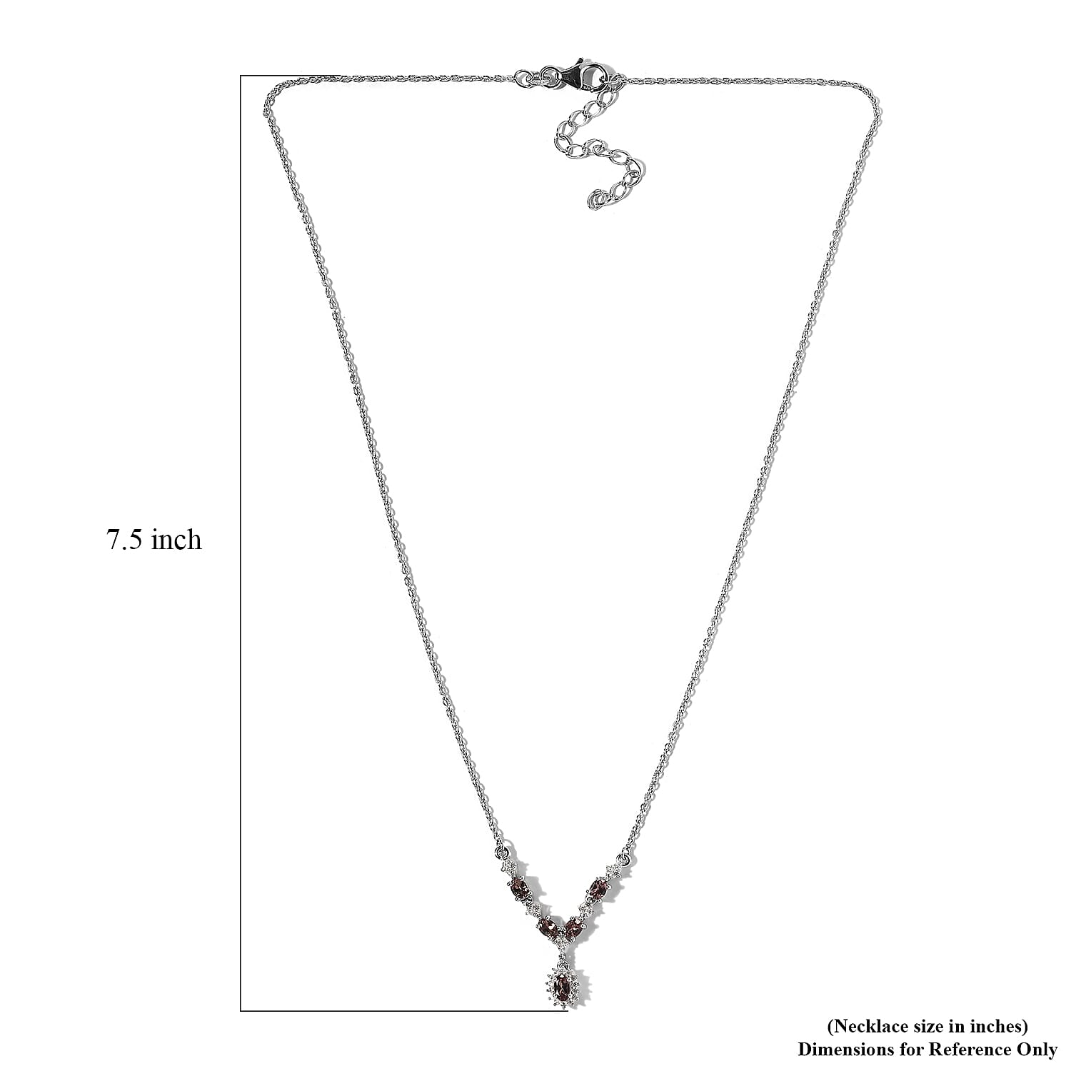 Bekily Color Change Garnet and White Zircon Sunburst Necklace 18 Inches in Platinum Over Sterling Silver 1.50 ctw