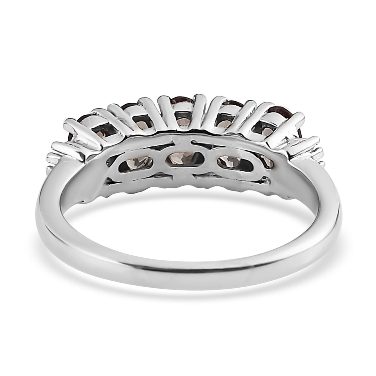 Bekily Color Change Garnet and Diamond 5 Stone Ring in Platinum Over Sterling Silver 1.40 ctw image number 4