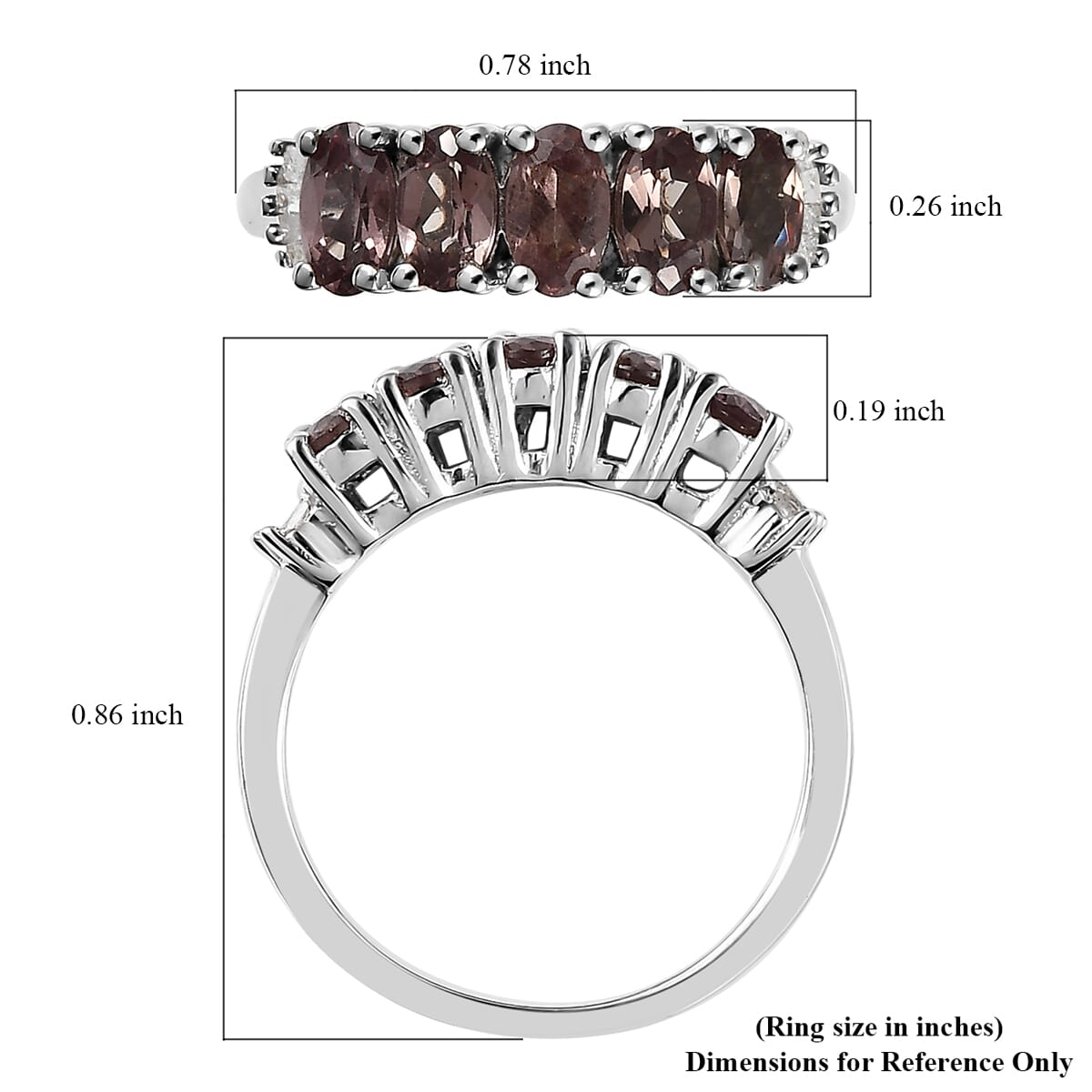 Bekily Color Change Garnet and Diamond 5 Stone Ring in Platinum Over Sterling Silver 1.40 ctw image number 5