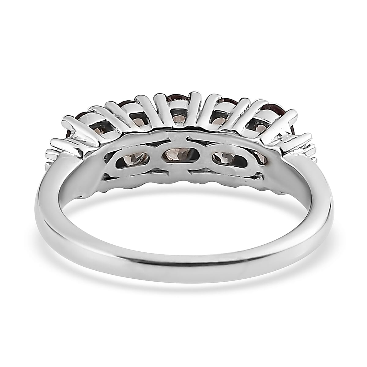 Bekily Color Change Garnet and Diamond 5 Stone Ring in Platinum Over Sterling Silver (Size 7.0) 1.40 ctw image number 4