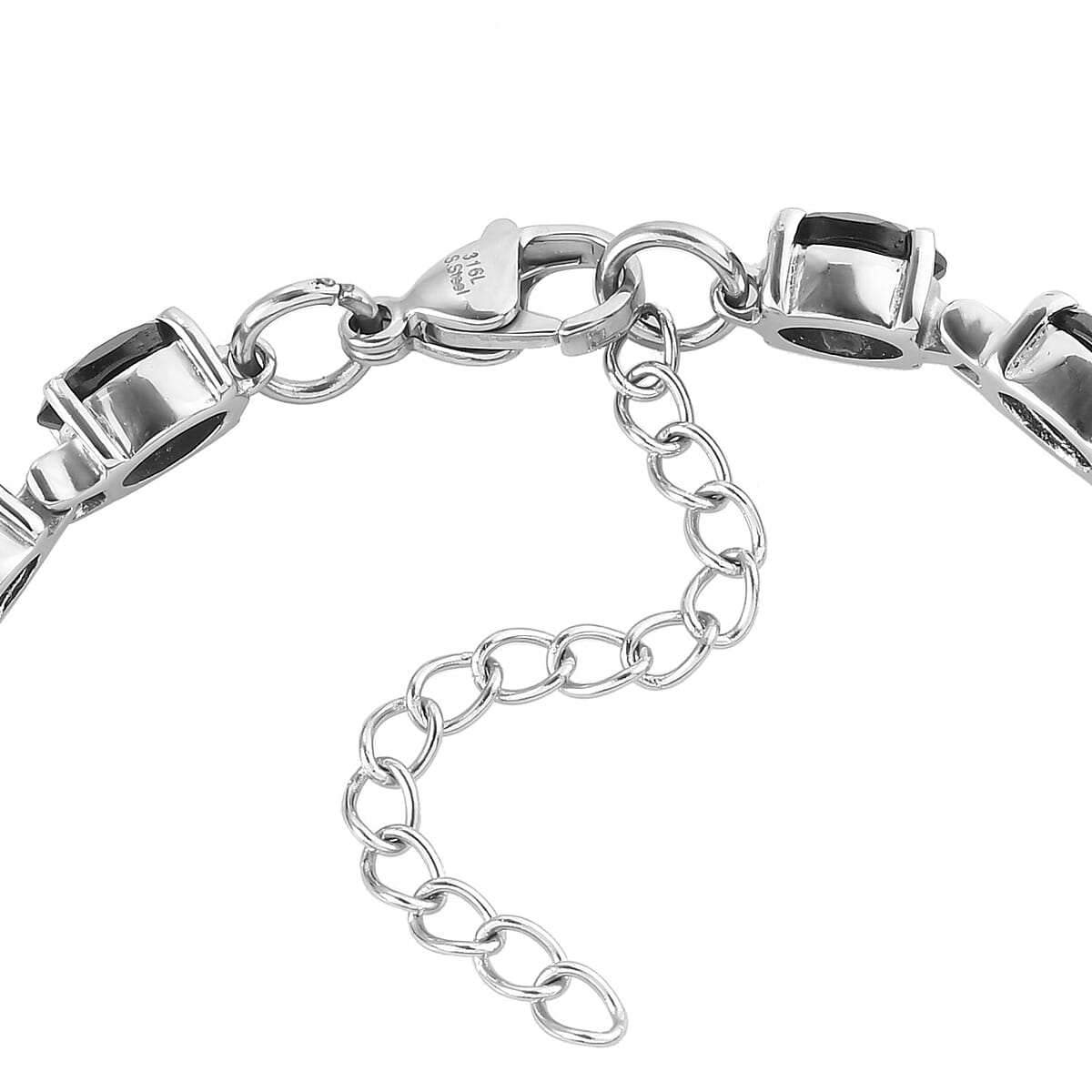Thai Black Spinel Bracelet in Stainless Steel (6.50 In) 15.25 ctw image number 3
