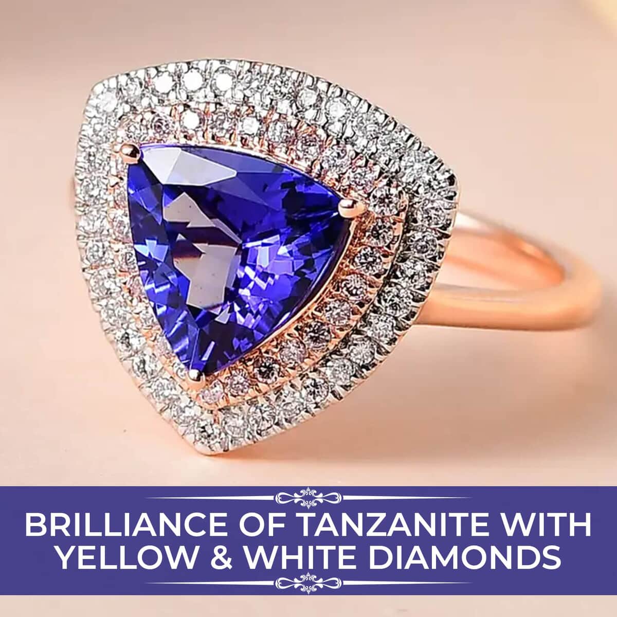 One Time Only Iliana 18K Yellow Gold AAA Tanzanite and SI Natural Yellow and White Diamond Double Halo Ring (Size 6.0) 1.90 ctw image number 1