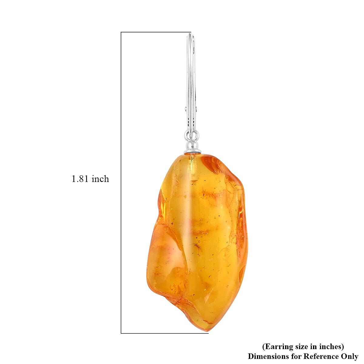 Yellow Amber Free Form Earrings in Sterling Silver image number 4