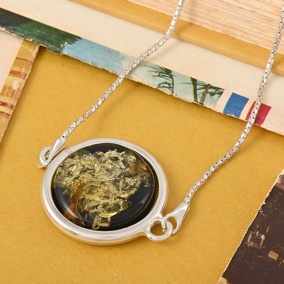 Mayan Green Amber Lariat Sliders Bracelet in Sterling Silver (Adjustable) image number 1