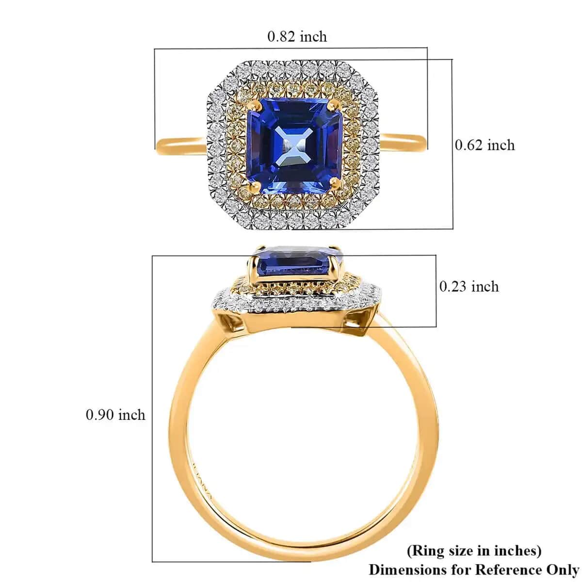 Iliana AAA Tanzanite Halo Ring, Tanzanite Ring, Natural Yellow and White Diamond Accent Ring, 18K Yellow Gold Ring, Double Halo Ring, Wedding Rings 2.00 ctw image number 7