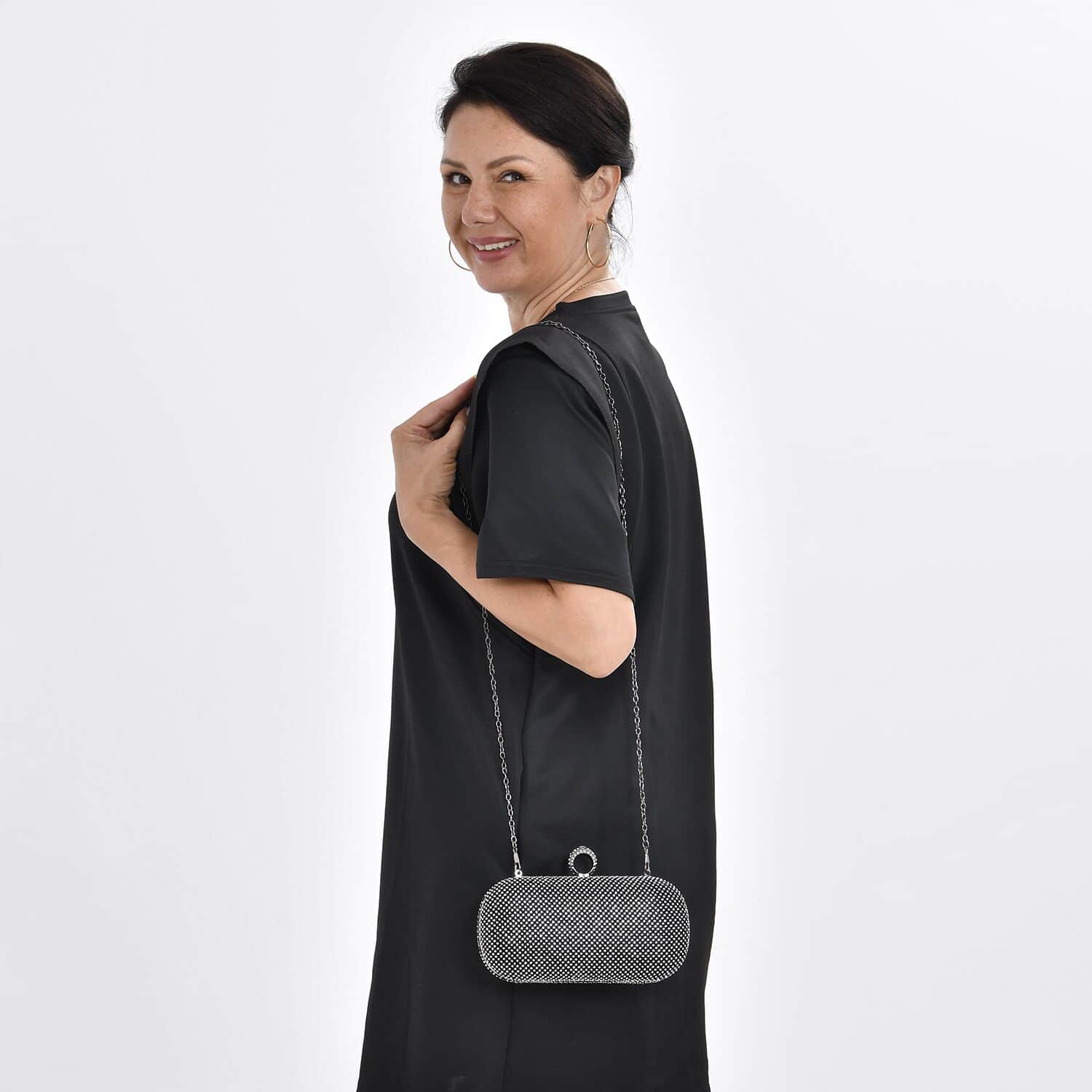 Black evening bag store with shoulder strap