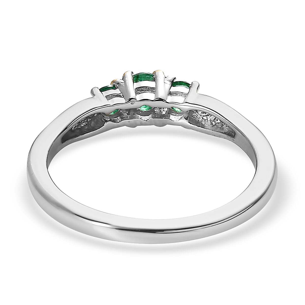 AAA Kagem Zambian Emerald 3 Stone Ring in Vermeil YG and Platinum Over Sterling Silver 0.25 ctw image number 4