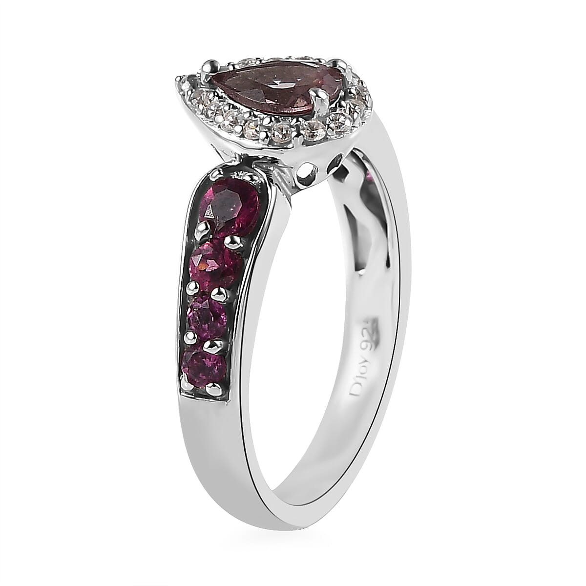 Bekily Color Change Garnet and Multi Gemstone Halo Ring in Platinum Over Sterling Silver 1.25 ctw image number 3