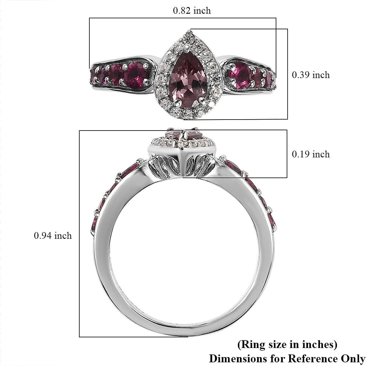 Bekily Color Change Garnet and Multi Gemstone Halo Ring in Platinum Over Sterling Silver (Size 10.0) 1.25 ctw