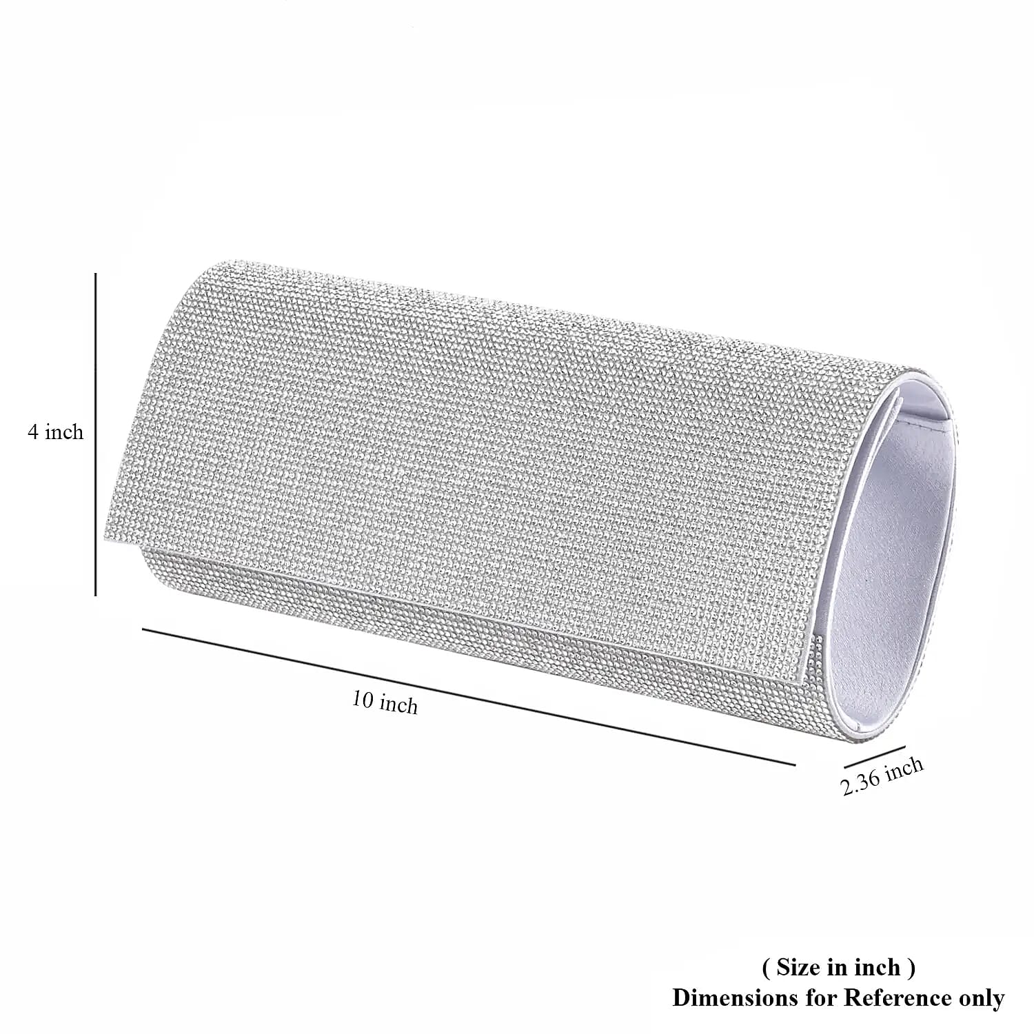 Silver Color Crystal Clutch Bag with Shoulder Strap