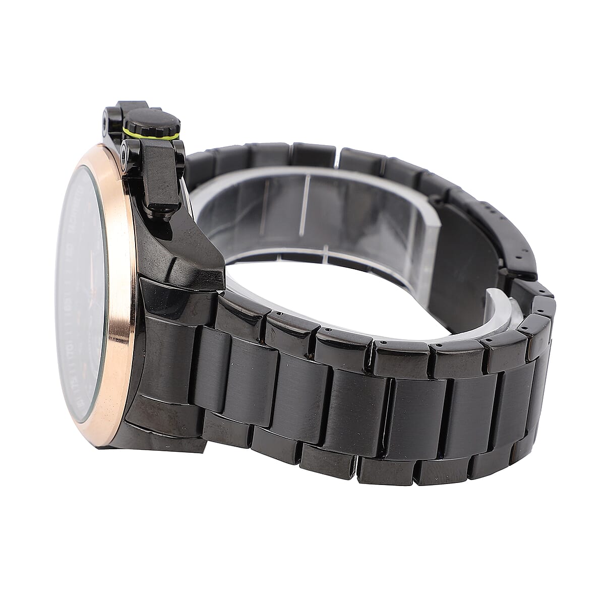 Genoa Multifunction Quartz Movement Watch with Black Dial Stainless Steel Strap and Back image number 5