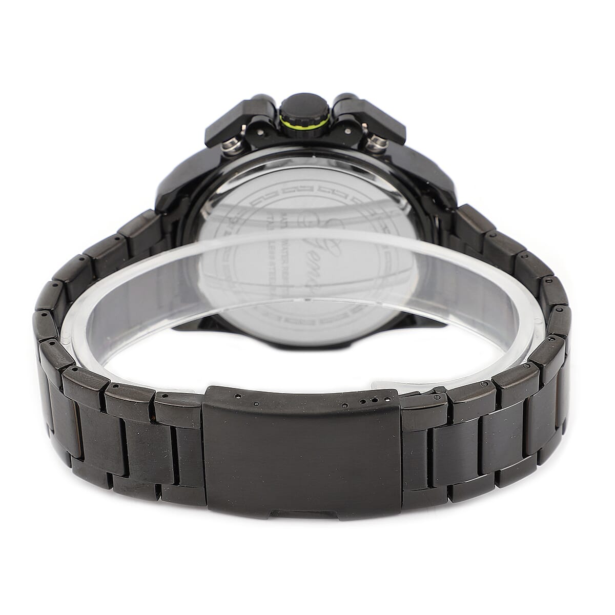Genoa Multifunction Quartz Movement Watch with Black Dial Stainless Steel Strap and Back image number 6