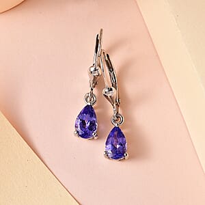 Premium Tanzanite Lever Back Earrings in Platinum Over Sterling Silver 1.75 ctw