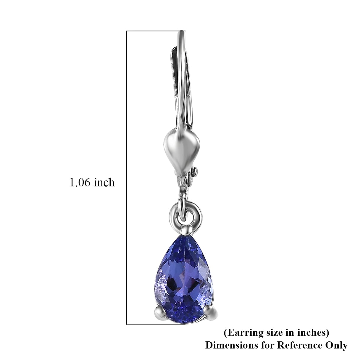 Premium Tanzanite Lever Back Earrings in Platinum Over Sterling Silver 1.75 ctw image number 4