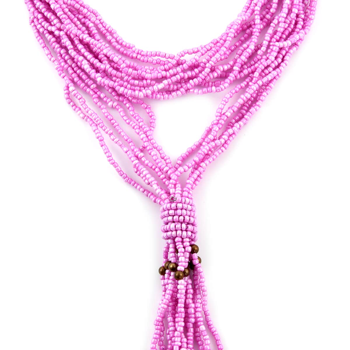 Pink Multi Strand Beaded Double Wrist Necklace (22 Inches) image number 3