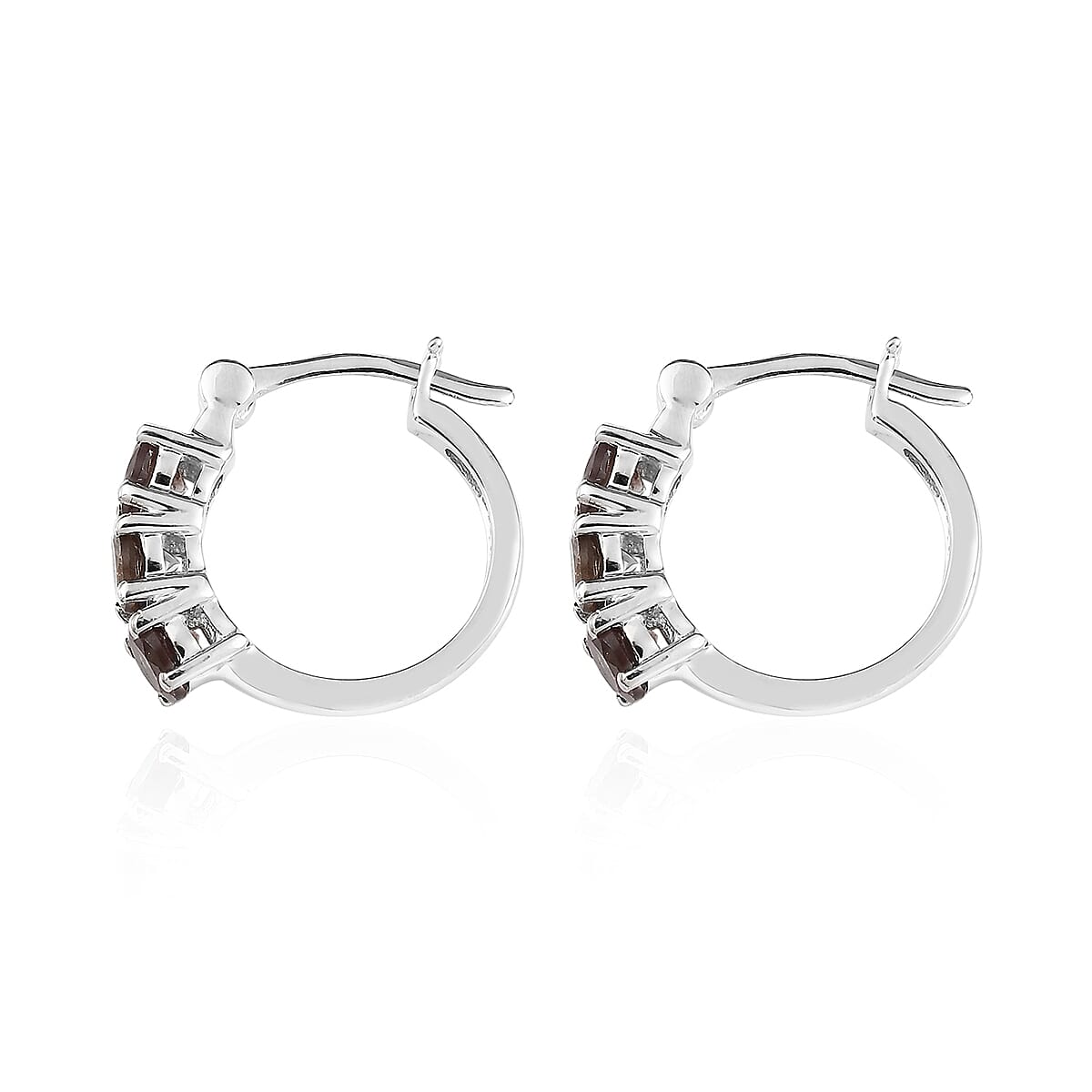 Bekily Color Change Garnet Hoop Earrings in Platinum Over Sterling Silver 2.00 ctw